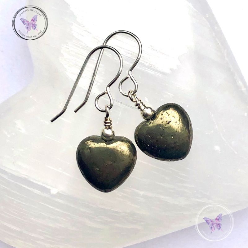 Pyrite Heart Earrings